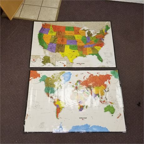 World & U.S. Maps -  50 x 33