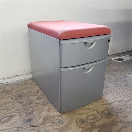 2 Drawer Metal Cabinet w/ Cushioned Top 15x22x22