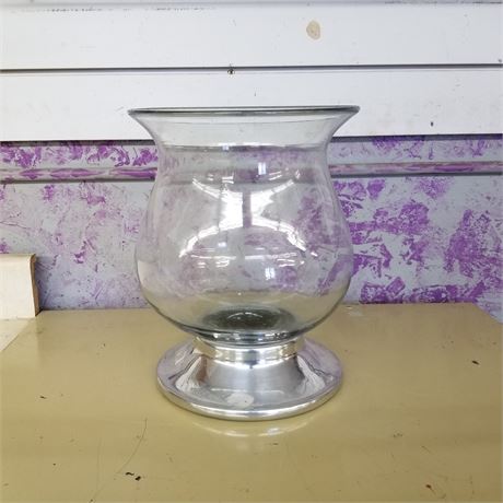 Glass Vase w/ Metal Stand