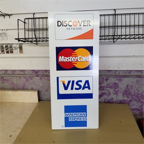 Metal Credit Card Sign - 11x26