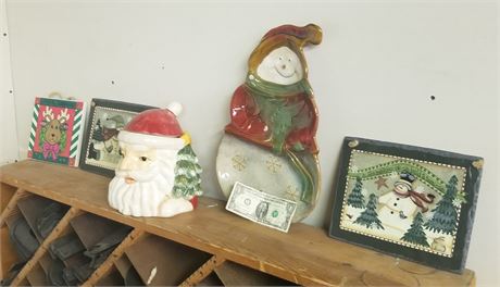 Collectible Christmas Cookie Jar, Platter, Wall Hangers
