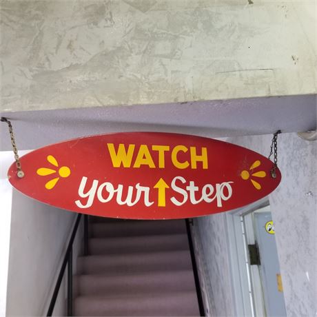 Wood "Watch Your Step" Sign - 19x6