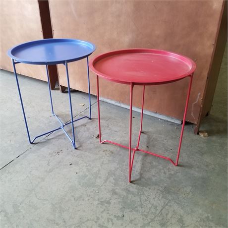 2 Outdoor Folding Accent Tables - 17" Diameter