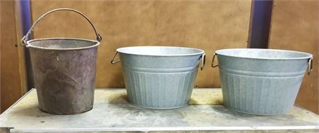 Galvanized Bucket Trio