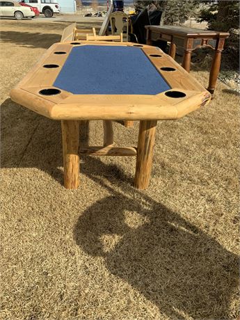 Unique 8 Person Log Poker Table w/ Table Top.  Very Well Built.