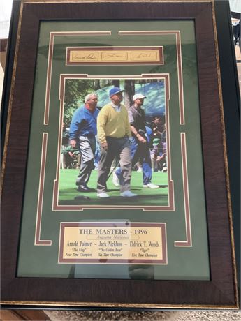 Authentic Picture of THE MASTERS 1996 with ARNOLD PALMER JACK NICKLAUS AND TIGER