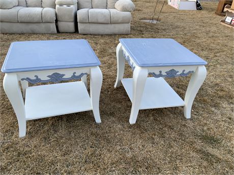 VERY NICE SET OF END TABLES. SOLID REAL WOOD