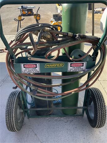 Acetylene Torch & Cart - Has Extra Tips Both Gases Over 3/4 Full