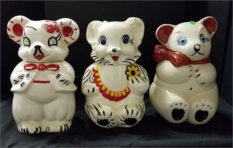 Vintage Fancy Cookie Jar Trio