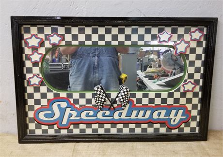 Framed Speedway Mirror- 27x17