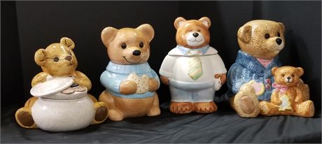 Happy Bear Family Cookie Jar Quad