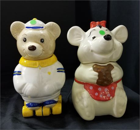 Vintage Bear Cookie Jar Pair