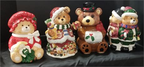 Happy Holiday Bear Cookie Jar Quad