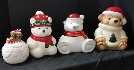 Santa Bear Cookie Jar Quad