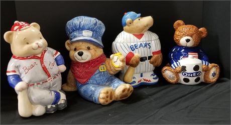 Red, White, &  Blue Bear Cookie Jar Quad