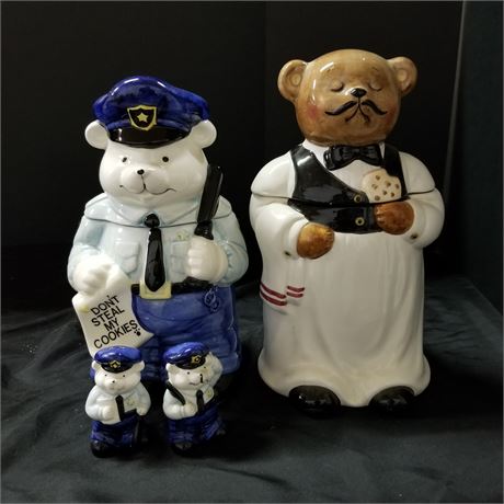 Cool Bear Cookie Jar Duo w/ Salt & Pepper Shakers