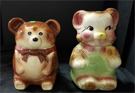 Vintage Bear Cookie Jar Pair