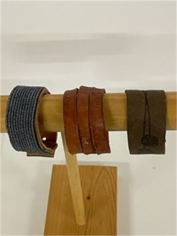 Three Leather Bracelets