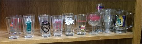 Assorted Advertising Beer Glasses