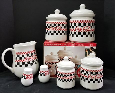 Coca-Cola Cannisters/Pitcher/Salt & Pepper Shakers