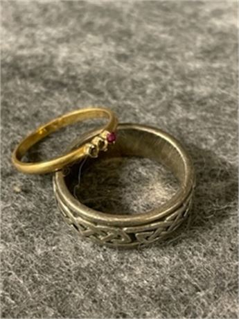 14k Gold Ring and Celtic Ring