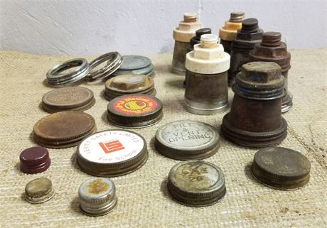 Assorted Vintage Fuel Can Filler Caps & Lids