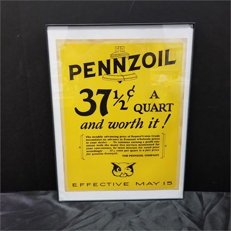 Framed Penzoil Wall Hanger - 12x16