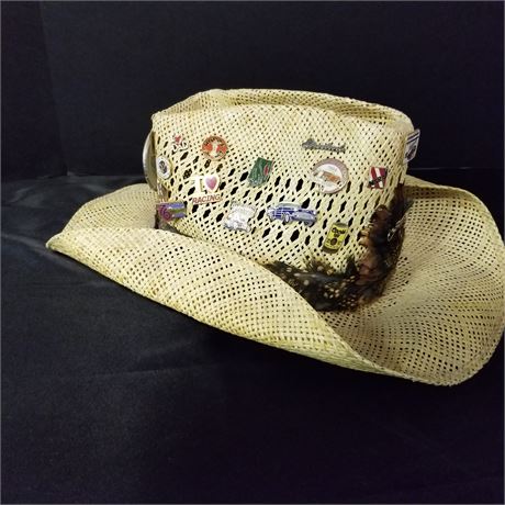 Straw Hot Rodder's Memorabilia Pin Hat - Sz 7