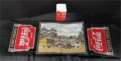 Cool Collectible Coca-Cola Tapestry/Table Runner/Music Coin Bank