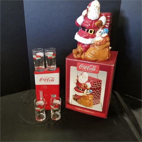 Assorted Coca-Cola Cookie Jar & Glasses