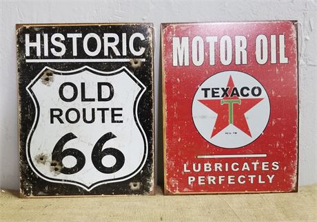 Route 66 & Texaco Metal Repro Signs - 12x16