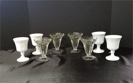 Vintage Milk Glass & Sundae Glasses