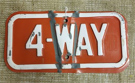 Vintage "4-Way" Metal Street Sign -12x6