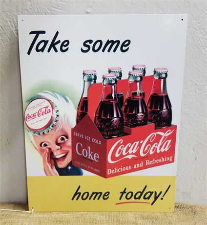 Coca-Cola Metal Repro Sign "Take Some Home Today" - 12x16