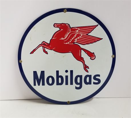 Metal Mobil Gas Sign - 11" Diameter