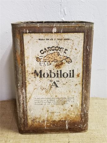 Weathered MobilOil Can Planter - No Bottom