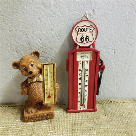 Vintage Bear & Route 66 Thermometers
