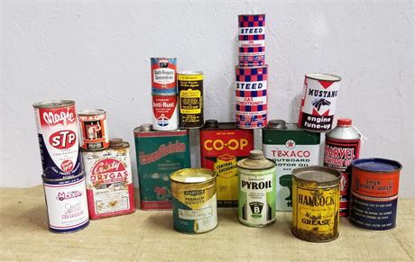 Collectible Automobile Fluid Cans - Mostly Empty