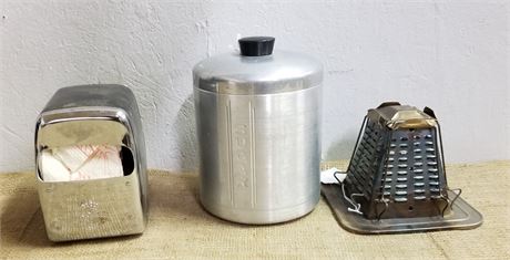 Vintage Sugar Can, Toaster, Napkin Dispenser