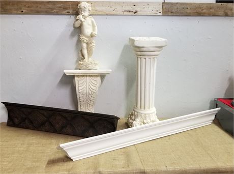 Column Stand, Shelves, Cherub