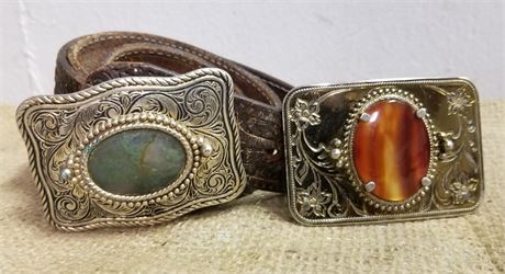 Vintage Leather Belt & Buckles