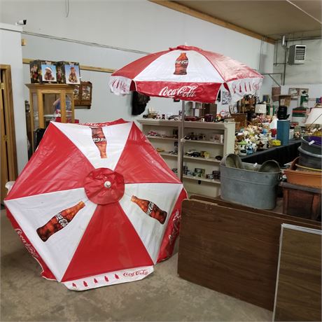 2 Coca-Cola Umbrellas - One Base