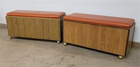 Retro Rolling Storage Benches w/ Assorted Gift Wrap, Ribbons, & Bows - 44x16x21