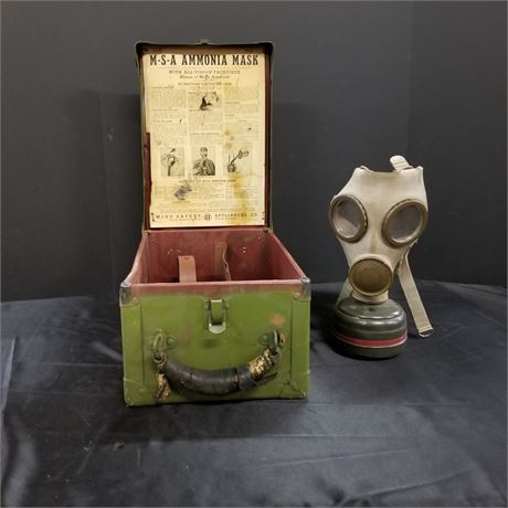 Antique Ammonia Gas Mask & Case