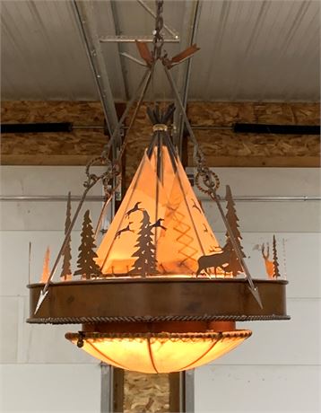 Austin Antlers Tepee Chandelier (metal & rawhide)...Original Price $3950!