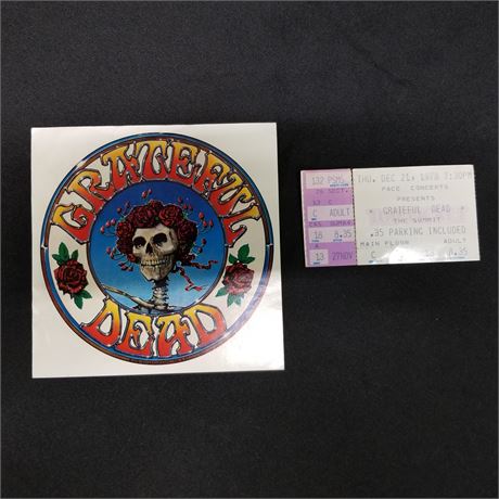 Collectible Grateful Dead Concert Ticket & Sticker