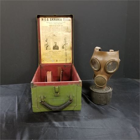 Antique Ammonia Gas Mask & Case