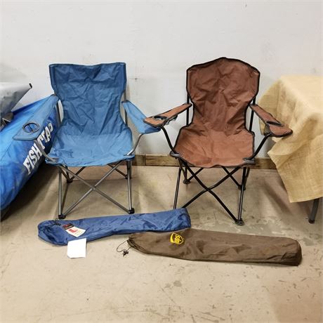 Folding Outdoor Chair Pair W/ Bags