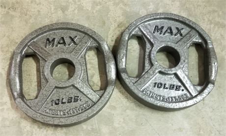 2 - 10lb Barbell Weights - 2" Opening