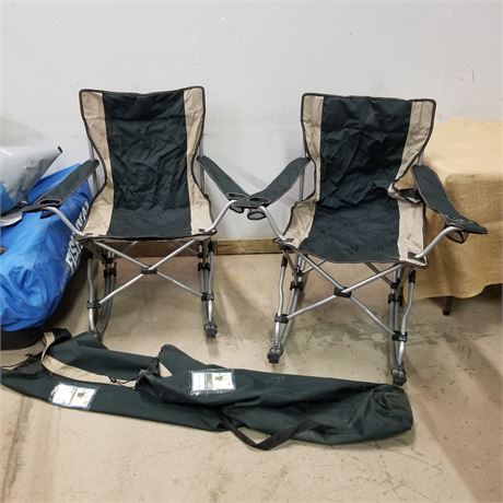 Folding Rocking Outdoor Chair Pair W/ Bags
